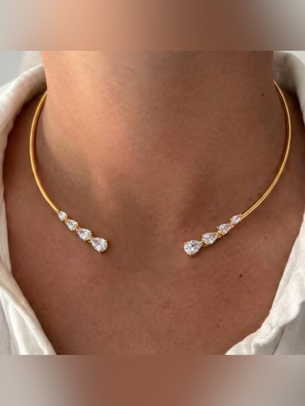 Gold Crystal Pendant Necklace
